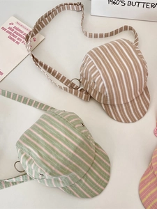 Mini baseball cap crossbody bags with vintage stripes in diverse colors and fabric straps