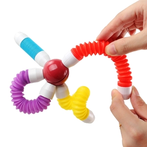 Colorful telescopic pop tubes with magnetic sphere connector for creative assembly