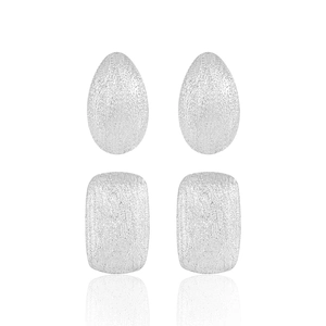 Geometric Rectangular Oval Stud Earrings With 925 Sterling Silver Earring Post Brushed Matte Minimalist Elegant Jewelry Women