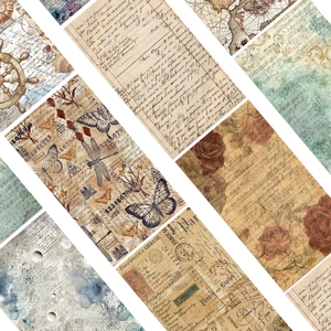 Detail of waterproof vintage decorative stickers featuring French letters and floral motifs