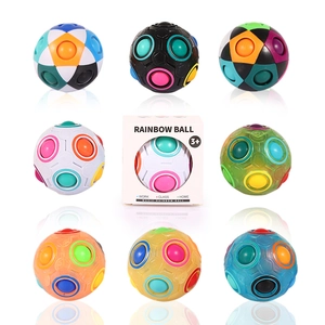 Magic Rainbow Ball Puzzle Toy Plastic Stress Relief Fidget Cube Brain Teaser Educational Game For Kids And Adults