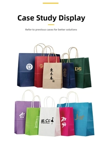 Detailed display of colorful custom paper gift bags in multiple sizes and vibrant colors