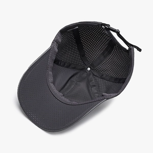 Deep grey mesh baseball cap with breathable vents and adjustable plastic strap
