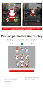 Close-up of PVC static Christmas stickers showing Santa and snowman double-sided print