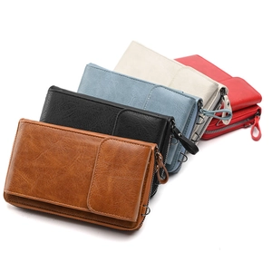 Multi-color versatile crossbody phone wallets in premium PU leather with metal zippers