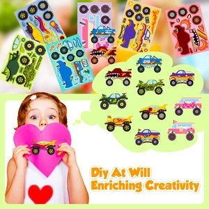 DIY monster truck stickers set for kids with racing car designs to enrich creativity