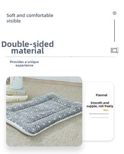 Close-up of soft flannel pet mat featuring a gray background with beige star patterns