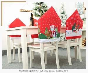 Detailed Christmas chair cover featuring Santa Claus, reindeer and snowman festive prints