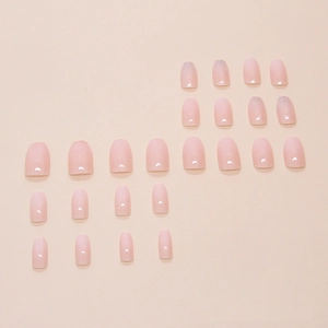 Pink gradient glitter press-on nails set in elegant medium ballerina square shape