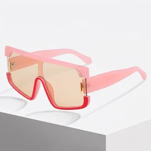 Occhiali Da Sole Quadrati Oversize Da Donna Alla Moda Scudo Monopezzo Flat Top Protezione UV400 Montatura In PC
