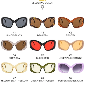 Detailed grid view showcasing 9 assorted frame colors of vintage cat eye sunglasses