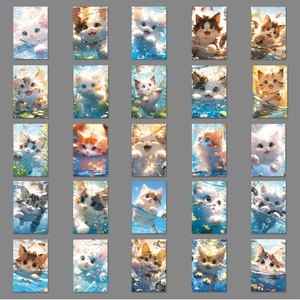 Set di 50 simpatici adesivi per gatti cartoon per borracce e laptop in vari design creativi
