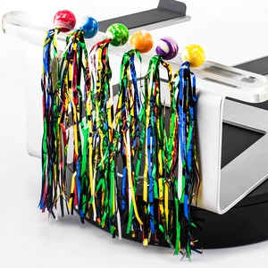 Colorful Bouncy Balls With Metallic Foil Tassels Marble Pattern Reflective Elastic Toy Kids Party Favors Pet Interactive