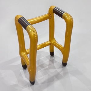 Golden inflatable walker prop for costumes with brown handles, high-quality PVC material