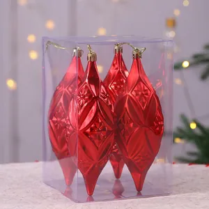Ornements Suspendus Pour Arbre De Noël En Plastique Pailleté Galvanisé Icicle Forme D'Oignon Décoration De Fête