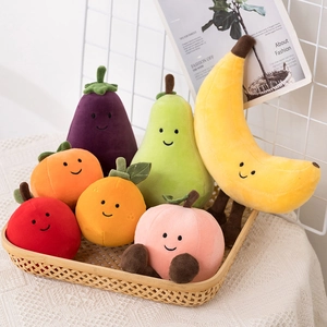 Fruit Vegetable Plush Toy Soft Stuffed Dolls With Smiling Face Decorative Pillow For Kids Room Home Decor Cute Novelty