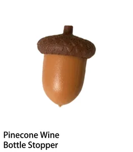 Close-up of acorn-shaped silicone wine bottle stopper with realistic brown textured cap