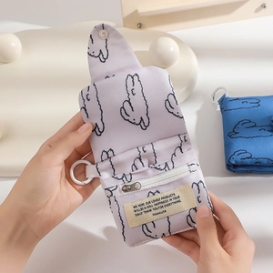 Cute floral pattern mini pouch with zipper and snap closure for earphones and coins