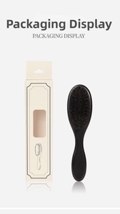 Barber neck duster brush with oval black handle and minimalist window packaging box