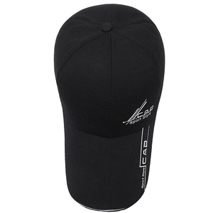 Outdoor long brim baseball cap with CAP Sport Style print in black cotton twill