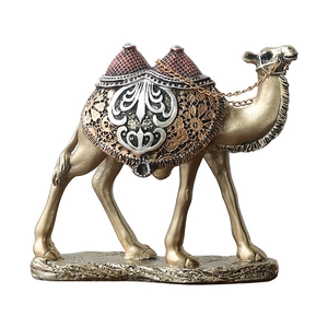 Moderne Kamel-Deko aus Harz in Bronze-Gold mit feinen geprägten Details für das Heim