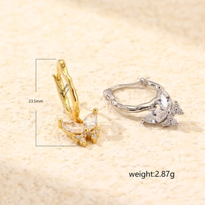 Exquisite S925 Sterling Silber Schmetterling Creolen mit funkelnden Zirkonia Steinen
