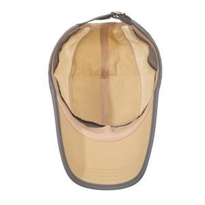Unisex quick-dry grey baseball cap with breathable mesh lining and adjustable metal buckle