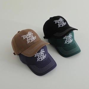 Casquettes de baseball rétro pour enfants en coton avec surpiqûres et broderies en 4 couleurs