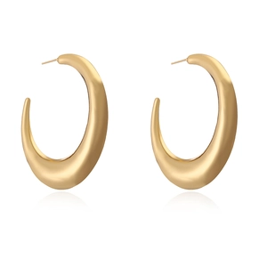 Minimalist gold-plated chunky hoop earrings with a smooth polished finish and C-shape design