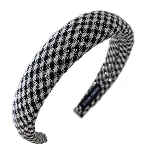 Elegant houndstooth headband with sequins for women featuring a handmade sponge design