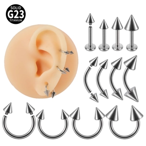 G23 Titanium Internal Thread Body Piercing Labret Horseshoe Ring Curved Barbell With Spike Cone Ends Unisex Fashion