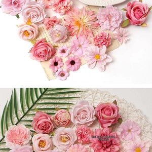 Colección de flores de seda artificiales rosa para decoración de bodas DIY