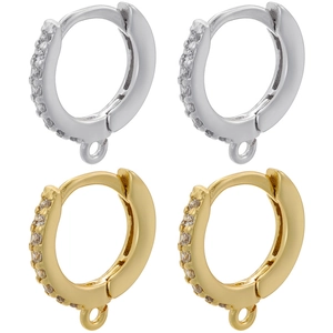 Minimalist Brass Huggie Hoop Earrings With Cubic Zirconia Micro Pave And Hanging Loop For Jewelry Making DIY Accessories