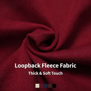 Tissu French Terry rouge foncé de qualité supérieure avec texture épaisse pour pantalons
