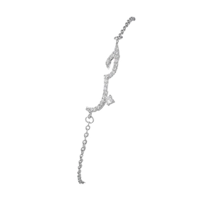 Elegant Arabic love charm bracelet in silver with micro-pave cubic zirconia crystals