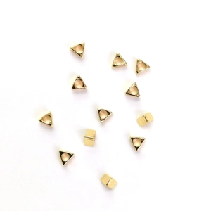 Golden 14k gold-filled triangle hollow beads for DIY jewelry making and beadwork