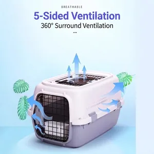 Caisse de transport bicolore pour animaux avec ventilation 360 et porte métallique
