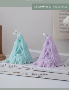 Artistic female form scented candles with feather texture in mint green and soft lilac