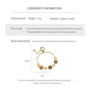 Detailed view of the vintage gold bracelet with zircon inlay dimensions and material specs