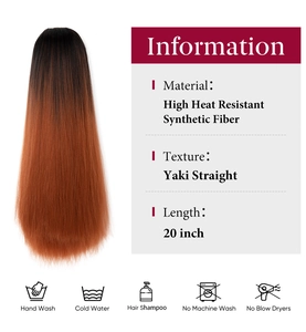 Detail of 20 inch black to copper red yaki straight high heat synthetic hair extension