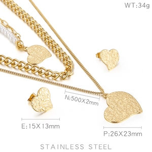 Detailed specs of gold stainless steel jewelry set including weight and size dimensions