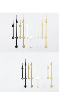 Detailed view of model 005 clock needle sets in black, gold, and silver metal finish