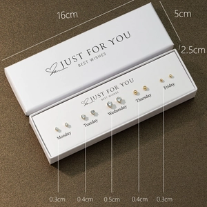 Detailed size view of seven-day butterfly earring set in 16x5x2.5cm display gift box