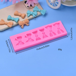 Rosa Silikonform mit 6 Schleifen-Kavitäten für DIY Fondant-Kuchen und Schokoladenhandwerk