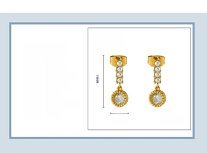 Detailed size chart for vintage pearl earrings with 19x7mm dimensions and 1.6g weight