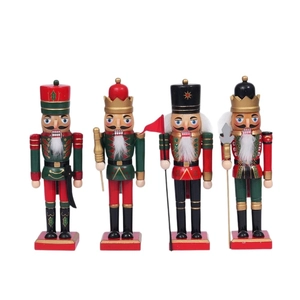 Set of 4 traditional 25cm wooden nutcracker soldiers for Christmas home decor