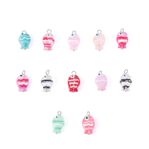 Fish Charms Lampwork Glass Stainless Steel Hand Painted Ocean Animal For DIY Necklace Bracelet Jewelry Making Cartoon