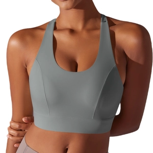 Soutien-gorge de sport sans couture gris anthracite avec dos nageur pour le fitness