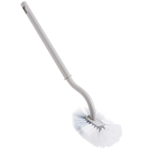 Ergonomic curved long handle toilet brush with dense bristles for deep corner cleaning