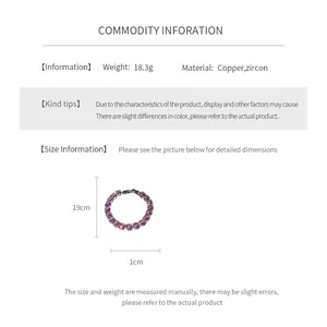 Detailed dimensions of 19cm vintage round zircon clasp bracelet with 1cm width detail